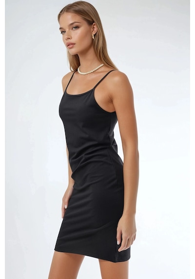 Hiccup Askılı Bodycon Mini Elbise Ellie Collection Siyah 02