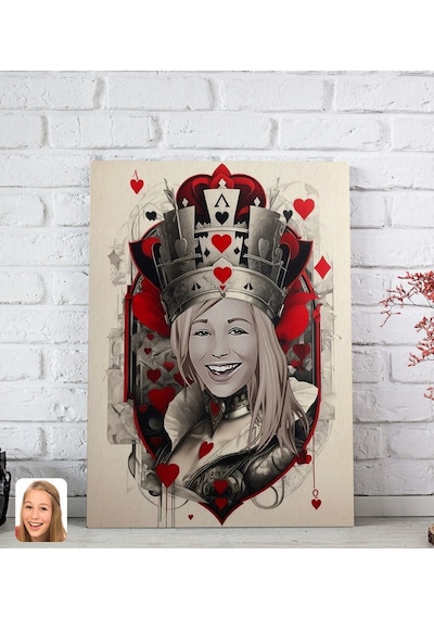 Bk Gift Kişiye Özel Maça Kızı Kraliçe Kanvas Tablo-3 20x30 , Sevgiliye Hediye, Arkadaşa Hediye Kobitmeyencom33353 Bk Gift