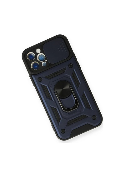 Apple İphone 12 Pro Uyumlu Kılıf Pars Lens Yüzüklü Silikon - Lacivert Çok Renkli