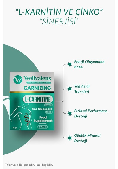 Carnizinc L-karnitine 1000 Mg + Çinko Desteği 30 Tablet Diğer