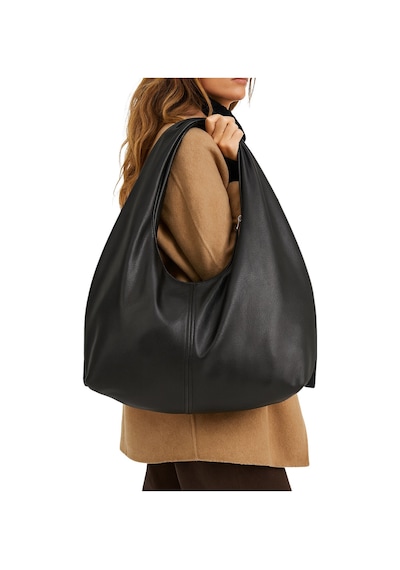 Adelina Bags Siyah Salaş Büyük Boy Yumuşak Dokulu Shopper Kol Ve Omuz Çantası Siyah
