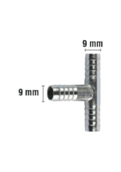 Rakor Metal T Tip Hortum İçin 9mm 2 Adet 5"