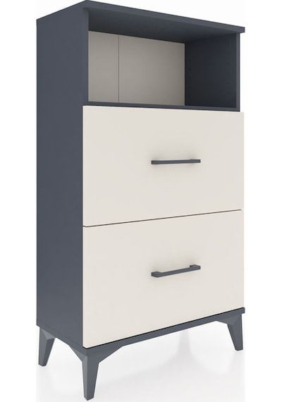 Arges Komodin Tek Raflı 2 Çekmeceli 60x30x106 Antrasit-aytaşı Antrasit