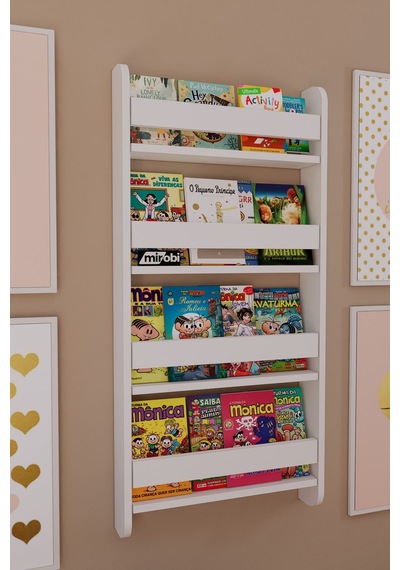 Lino 4 Raflı Montessori Kitaplık Eğitici Çocuk Kitaplığı Beyaz
