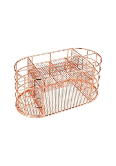 Temel Rose Gold Metal Mesh Masaüstü Organizer Çekmeceli Çok Bölmeli 22x11x11 Cm 9507r