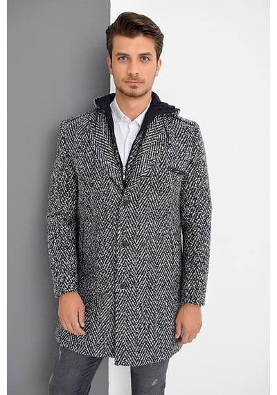 Plt9371 Dewberry Erkek Palto-desenli Lacivert Desenli Lacivert