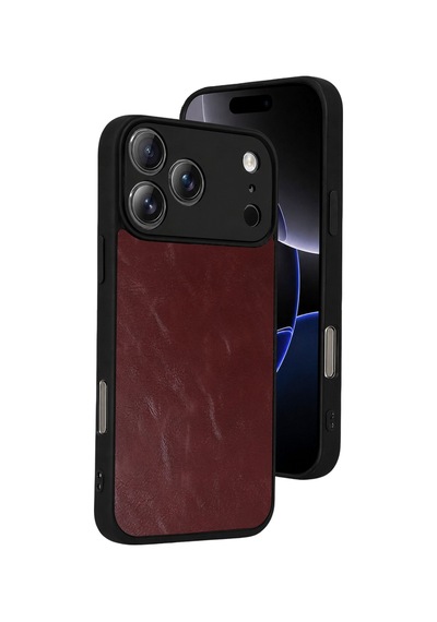 Apple iPhone Uyumlu 17 Pro Aras Deri Kapak - Bordo Bzsxx00 1