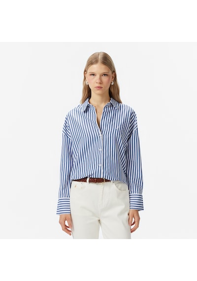 Nautica Kadın Mavi Oversize Çizgili Gömlek Çizgili 57w212t Mavi