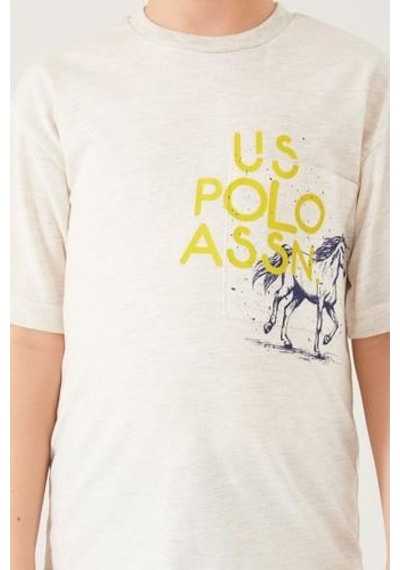 U.S. Polo Assn. Erkek Çocuk Bermuda Takım-Kremmelanj Krem Melanj