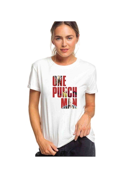 One Punch Man Baskılı Beyaz Kadın Tshirt (534307116)