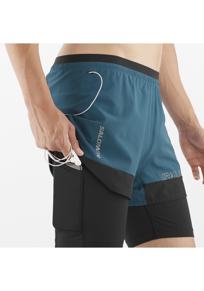 Salomon Cross 2ın1 Erkek Koşu Şortu Deep Dıve Lc2197500 Mavi