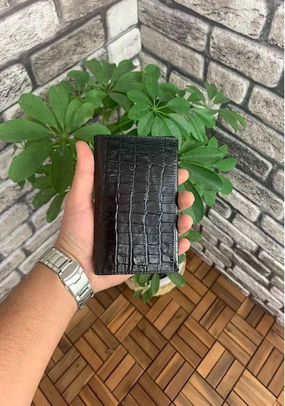 Guard Croco Baskılı Siyah Hakiki Deri Pasaport Kılıfı Erkek / Kadın P5249 Siyah