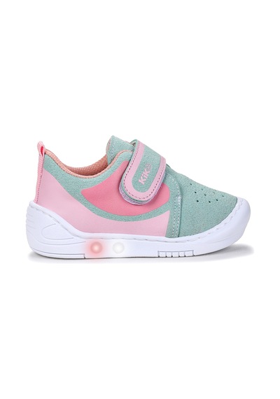 Kiko Kids Kugan Cırtlı Işıklı Kız Bebek Yürüyüş Spor Ayakkabı Su Yeşili - Pembe Su Yeşili - Pembe
