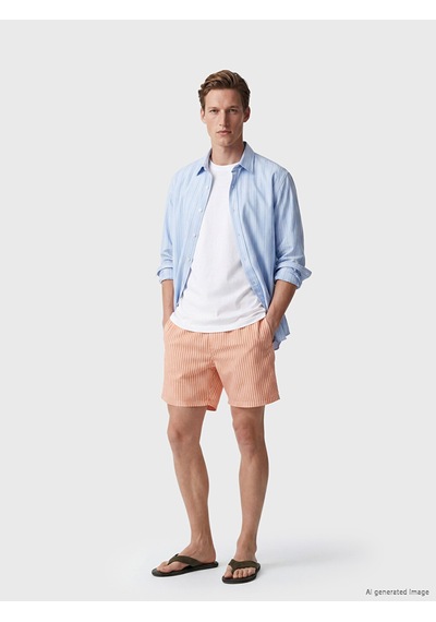 Lcw Swımwear Pembe Kısa Boy Çizgili Erkek Deniz Şortu