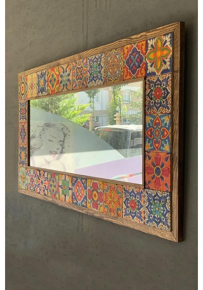 Oscar Stone Decor Masif Çerçeveli Mozaik Taş Ayna 55x105 Cm Tile Mozaik Seramik Morocco Desenli Ayn50100-001 Diğer