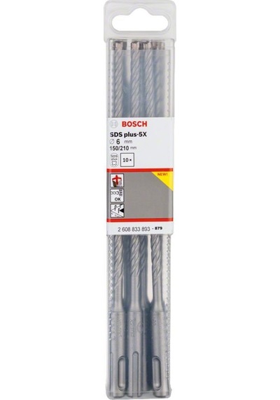 Bosch SDS Plus-5X Serisi Kırıcı Delici Matkap Ucu 6x210 mm 10'lu Paket - 2608833893