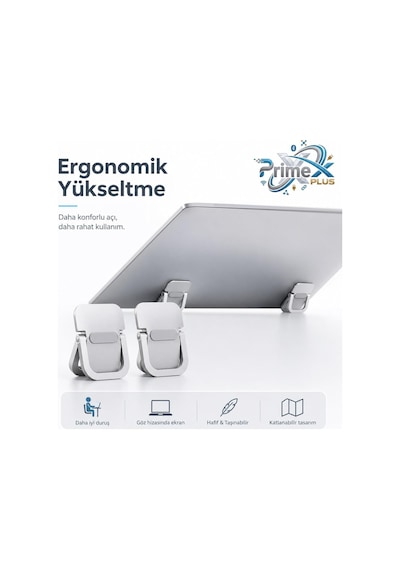 Primex Px-al02 Yapışkanlı Katlanabilir Notebook Ve Tablet Yükseltici Mini Stand, Ergonomik Laptop Yükseltme Aparatı, Taşınabilir Masaüstü Telefon, Tablet, Klavye, Notebook İçin Çok Amaçlı Stand