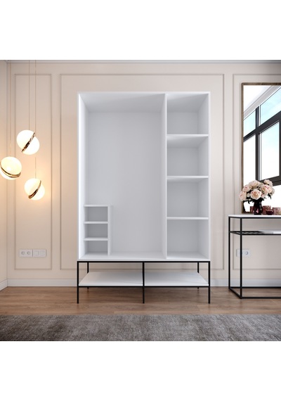 Pasific Home Martin 3 Kapaklı Gardırop Elbise Dolabı, Beyaz& Beyaz Mermer