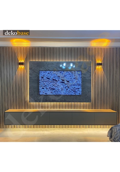 Meşe 2 Adet 60x270 Cm Yeni Nesil Akustik Ahşap Duvar Paneli