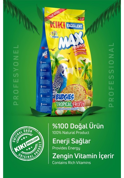 Kiki Excellent Kuş Max Menu Budgies Tropical Fruity Muhabbet Kuşu Yemi 1 KG