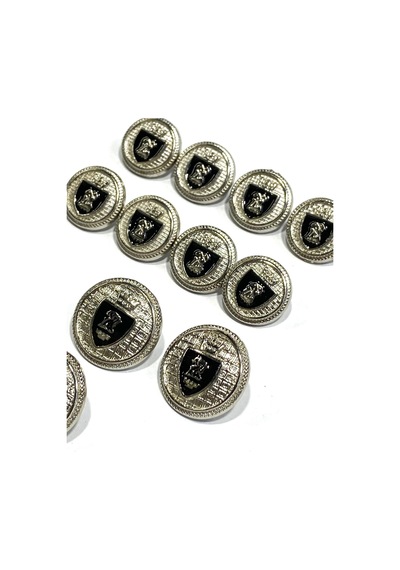 Blazer Ceket Düğmesi Takım /metal Düğmedir 4+8 Set / Gümüş Siyah Mineli