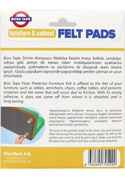 Mobilya Keçesi Sese Ve Çizilmeye Son Yapışkanlı 25Mmx40Ad-Kare