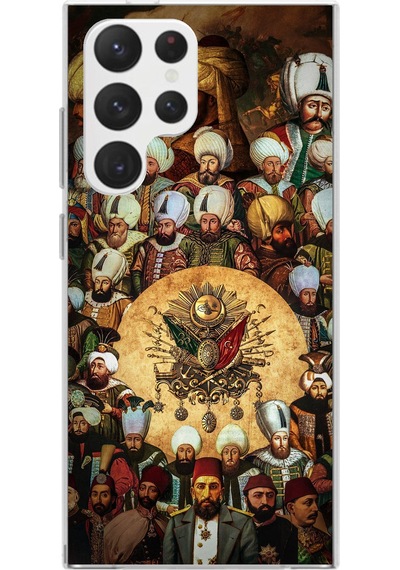 Samsung Galaxy S22 Ultra Uyumlu Osmanlı Padişahları Baskılı Silikon Kılıf Renkli