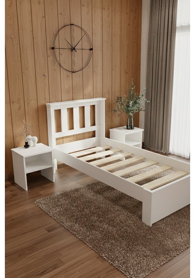 Stark Tek Kişilik Mdf Karyola Ve 2 Komodinli Set