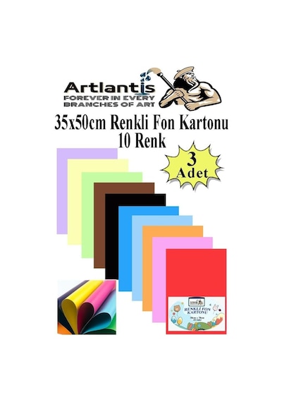 Artlantis Fon Kartonu 10 Lu 35x50 Cm 3 Paket 10 Renk Fon Kartonu 35 50 Okul Sınıf Kreş Anasınıfı Genel