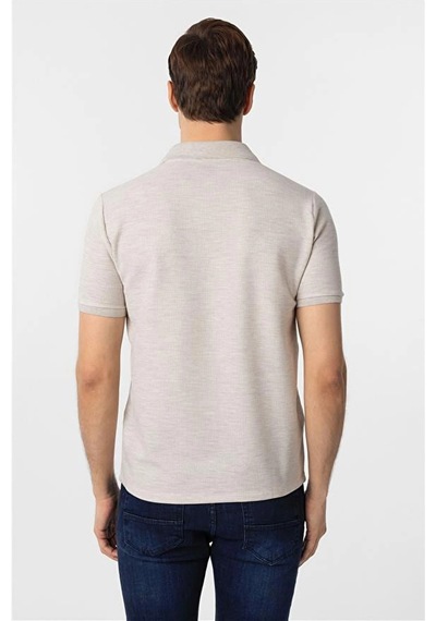 Süvari Regular Waffle Kumaş V Patlı Polo Yaka Nefes Alabilen T-shirt Bej