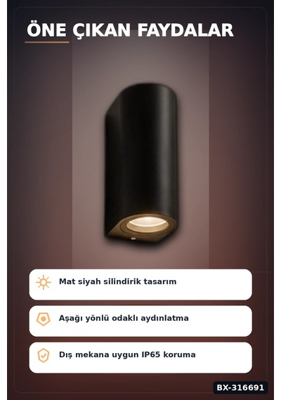 Dış Mekan Duvar Apligi Gu10 Duy 10w Uyumlu Ip65 Bahce Balkon Aplik Kasasi 1 Adet Bx-316691 Diğer
