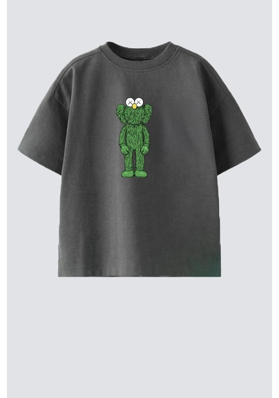 Monila Erkek Çocuk Pamuklu Bisiklet Yaka Baskılı T-shirt Yeşil