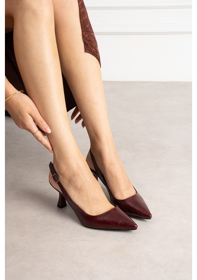 Dabab Shoes Nılda Kadın Bordo Kroko Rugan Sivri Burun Slingback 7 Cm İnce Topuklu Ayakkabı Dabab Shoes Nılda Kadın Bordo Kroko Rugan Sivri Burun Slingback 7 Cm İnce Topuklu Ayakkabı