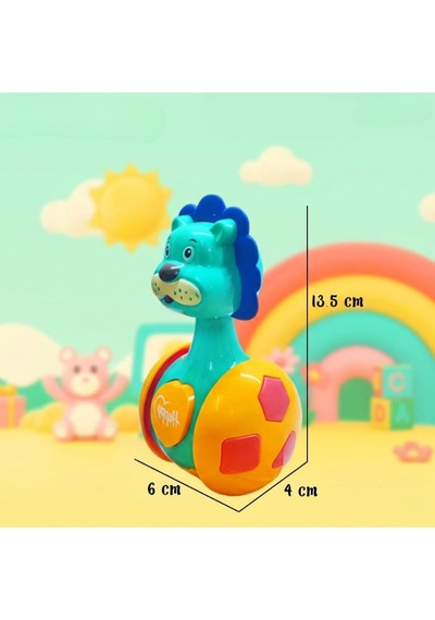 Sevimli Aslan Hacıyatmaz Oyuncak Sarı - Sesli Ve Çıngıraklı Sallanan Bebek Denge Oyuncağı
