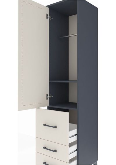 Hyperion Dolap 2 Raflı 3 Çekmeceli Tek Askılı 44x44x195 Antrasit-aytaşı Antrasit