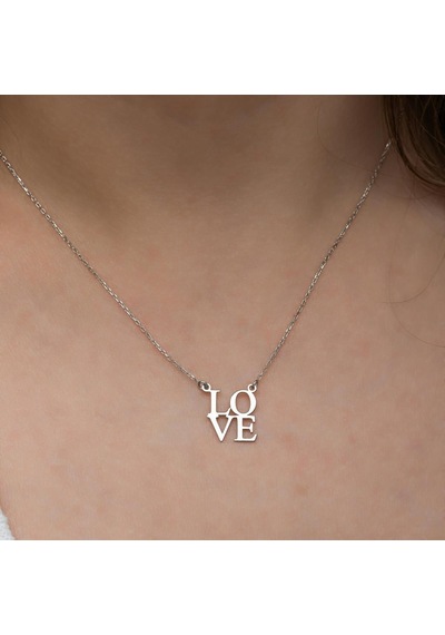 Love Yazılı 925 Gümüş Kolye