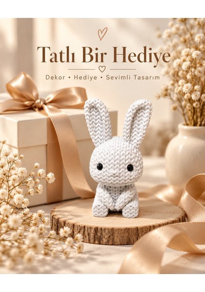 Örgü Dokulu Tavşan Biblo Dekoratif Figür