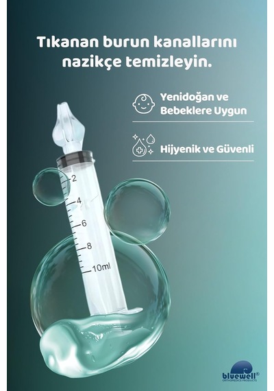 Bebek Burun Yıkama Aparatı, 2'li Şırıngalı Nazal Aspiratör, Silikon Uç