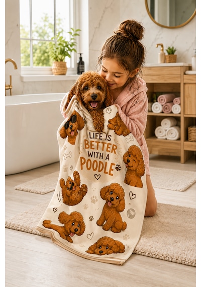 Kedi & Köpek Kurulama Havluları Poodle Joy Hızlı Kuruyan 50x100cm