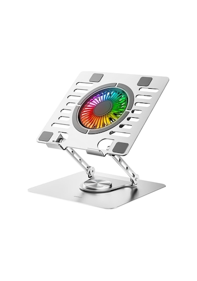 Addison Ad-rc35 360 Derece Dönebilen Fanlı Rgb Işıklı Ayarlanabilir Metal Laptop Stand