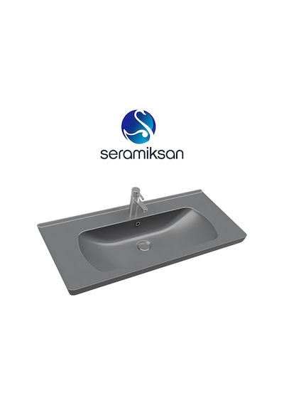 Seramiksan Saturn A142031K Etajer Uyumlu Lavabo Mat Antrasit 100 x 45 CM