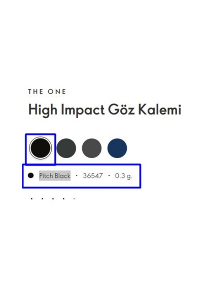The One High Impact Mat Göz Kalemi Pitch Black 0.3gr 36547 Siyah Diğer