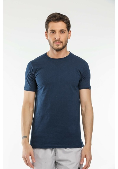 Nacar Store Premium Yazlık Düz Renk Basic T-shirt Lacivert