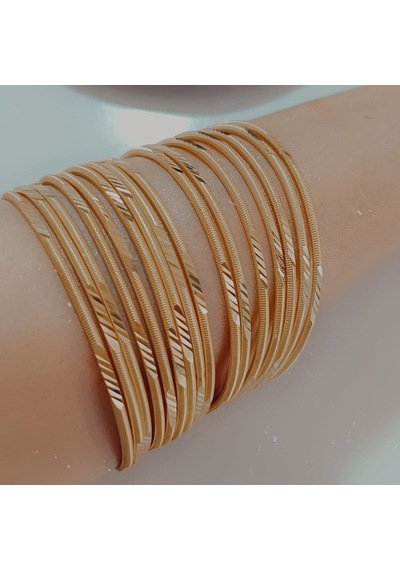 Gümüş Ajda Desenli Gold Bilezik Gold