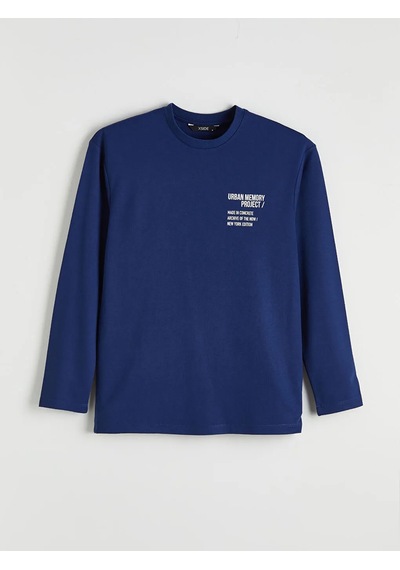 Lc Waikiki Lacivert Bisiklet Yaka Baskılı Erkek Sweatshirt