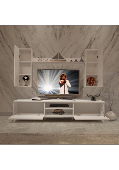 Decoraktiv Eko 5d Mdf Dvd Retro Tv Ünitesi Tv Sehpası Beyaz