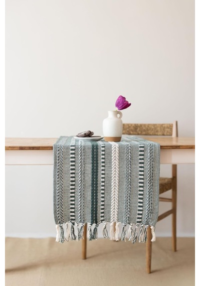 Neula %100 Pamuk Örme Runner 40 X 110 Cm Orman Yeşili Çok Renkli