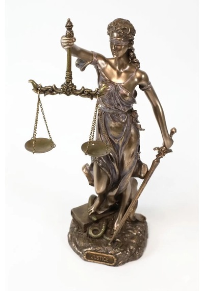 Bronz Renk Adalet Heykeli Themis Adalet Figürü 30cm