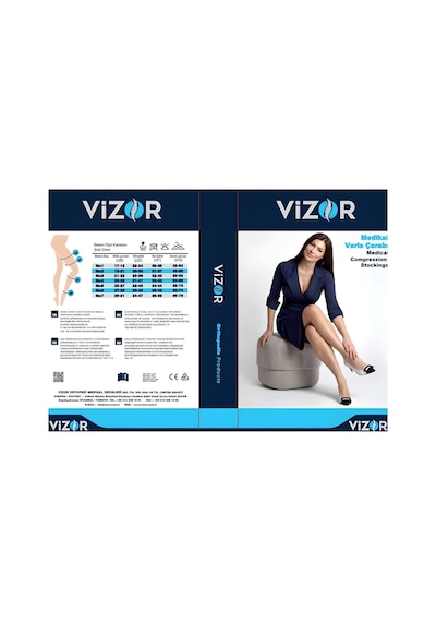 Vizor Comfort Seri Orta Basınçlı 23-32 Mmhg Diz Üstü Uyluk Boyu Çorabı Siyah Burnu Kapalı