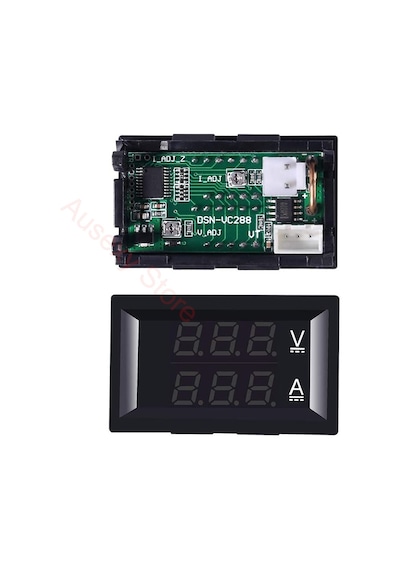 Dc 100v 10a-0.56 İnç Mini Dijital Voltmetre Ampermetre Dc 100v 10a Voltmetre Akım Ölçer Test Cihazı Mavi + Kırmızı Çift Led Ekran Yeşil Kırmızı Sarı